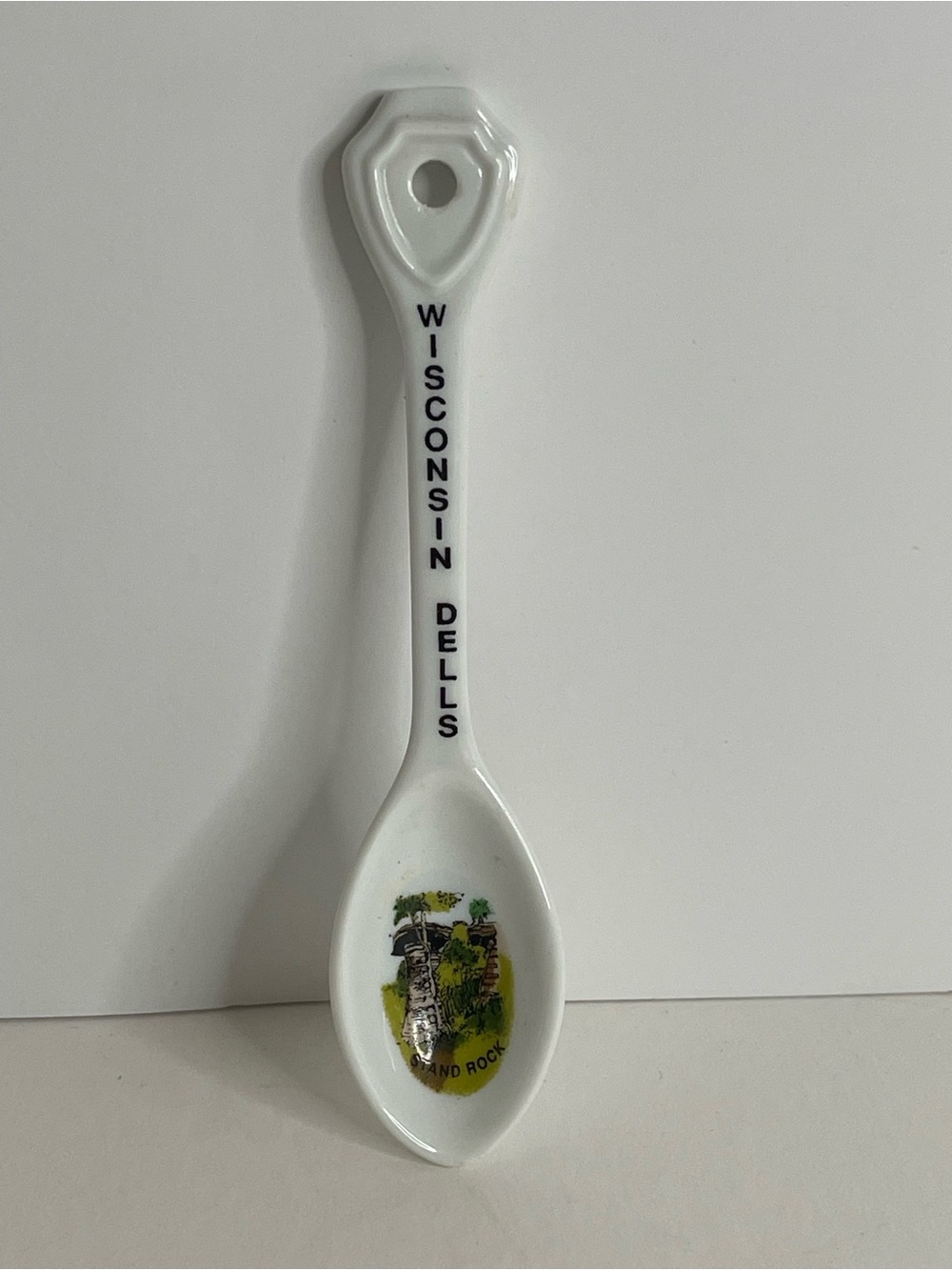 Wisconsin Dells Souvenir Decorative Ceramic Spoon - White
